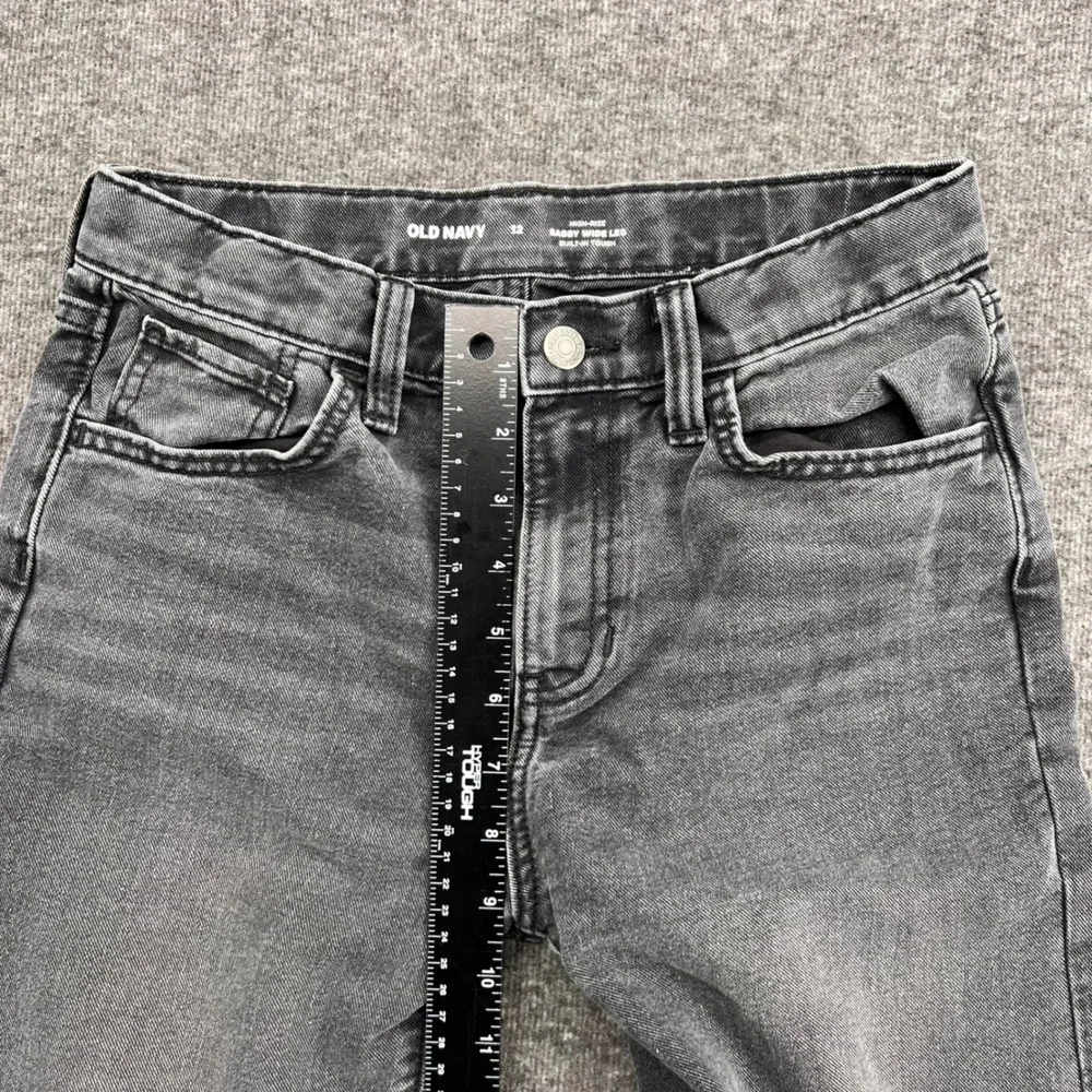 Old Navy Girls 12 Jeans High Rise Baggy Wide Leg Built-In Tough Washed Black
